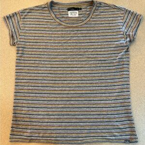 Prana Women's Striped Short Sleeve Tee - Blue and Yellow